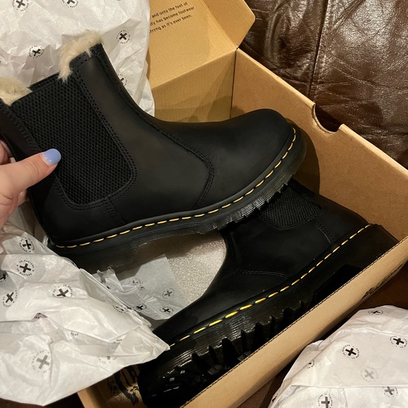 Black Doc Martens Fuzzy | Poshmark